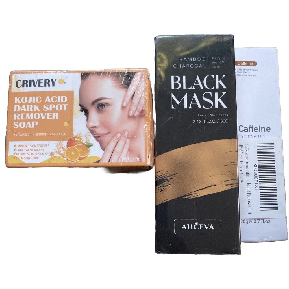 Kojic Acid Dark Spot Remover Soap Bars C Bamboo Black Mask Caffeine Repair Lot